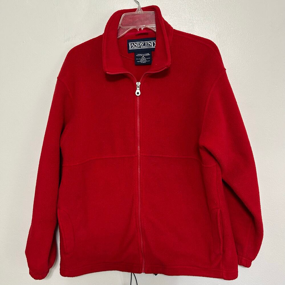 Lands’ End Women’s M Red Polartec Fleece Full Zip Jacket